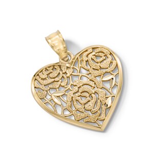 Filigree Flower Heart Charm in 10K Gold
