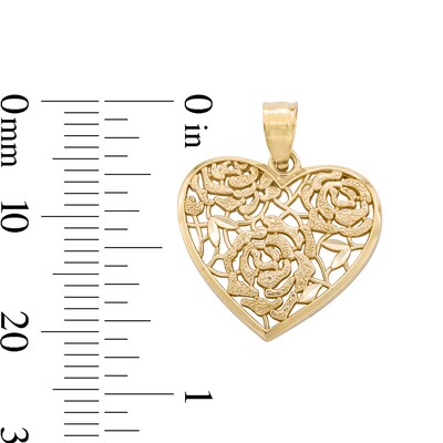 Filigree Flower Heart Charm in 10K Gold