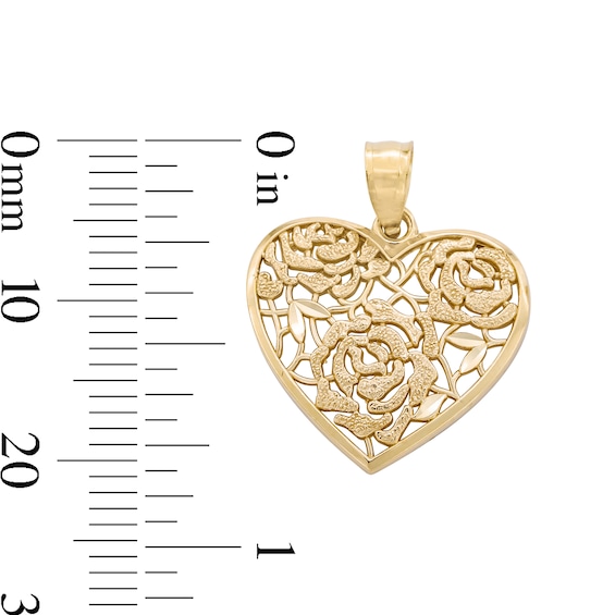 Filigree Flower Heart Charm in 10K Gold