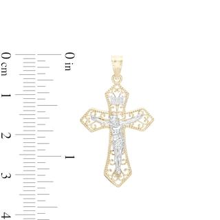 Filigree Crucifix Necklace Charm in 10K Two-Tone Gold