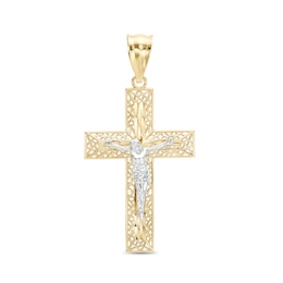 Diamond-Cut Crucifix Necklace Charm in 10K Two-Tone Gold