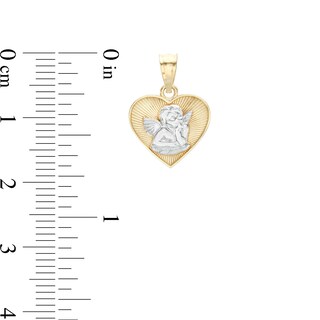 Guardian Angel Heart Two-Toned Necklace Charm in 10K Gold