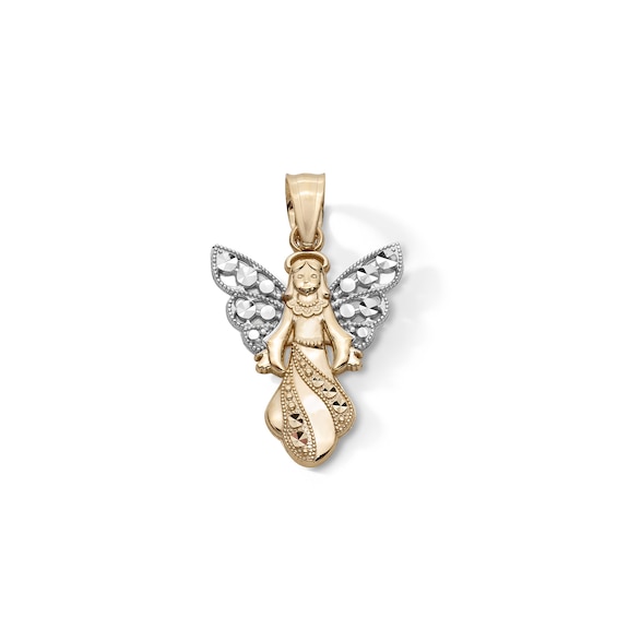 Filigree Wing Angel Necklace Charm in 10K Gold