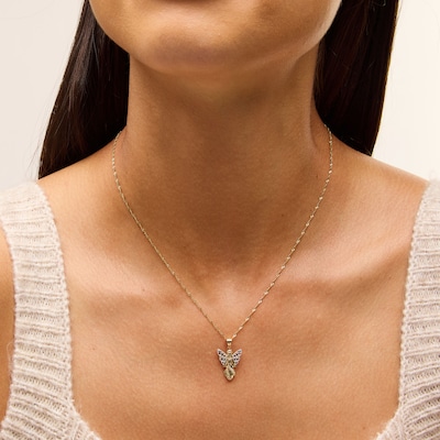 Filigree Wing Angel Necklace Charm in 10K Gold