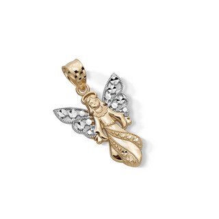 Filigree Wing Angel Necklace Charm in 10K Gold