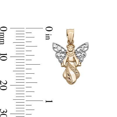 Filigree Wing Angel Necklace Charm in 10K Gold