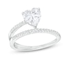 Cubic Zirconia Heart Wrap Ring in Solid Sterling Silver - Size 7