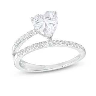 Cubic Zirconia Heart Wrap Ring in Solid Sterling Silver - Size 7