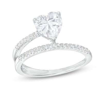 Cubic Zirconia Heart Wrap Ring in Solid Sterling Silver - Size 7