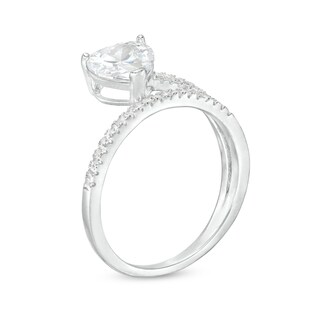 Cubic Zirconia Heart Wrap Ring in Solid Sterling Silver - Size 7