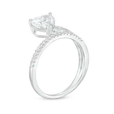Cubic Zirconia Heart Wrap Ring in Solid Sterling Silver - Size 7