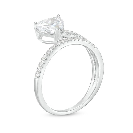 Cubic Zirconia Heart Wrap Ring in Solid Sterling Silver - Size 7