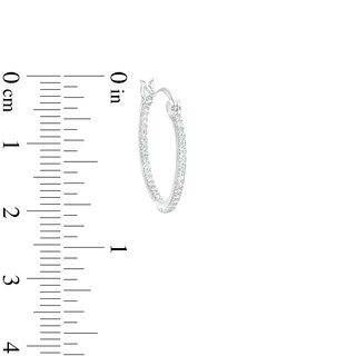 Cubic Zirconia 18.5mm Round Hinged Hoop Earrings in Solid Sterling Silver 
