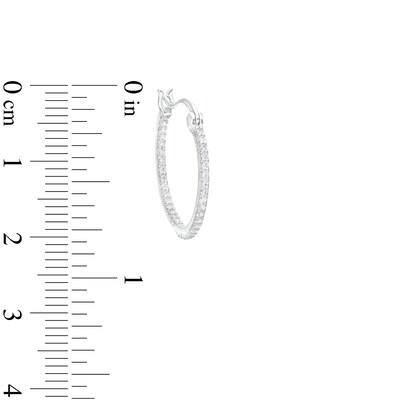 Cubic Zirconia 18.5mm Round Hinged Hoop Earrings in Solid Sterling Silver 