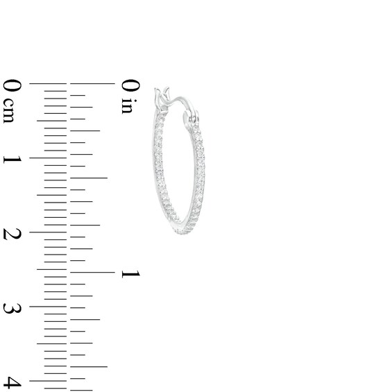 Cubic Zirconia 18.5mm Round Hinged Hoop Earrings in Solid Sterling Silver 