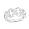Thumbnail Image 1 of Cubic Zirconia Pavé Oval Link Ring in Solid Sterling Silver - Size 7