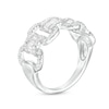 Thumbnail Image 1 of Cubic Zirconia Pavé Oval Link Ring in Solid Sterling Silver - Size 7