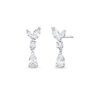 Cubic Zirconia Cluster Dangle Earrings in Semi-Solid Sterling Silver