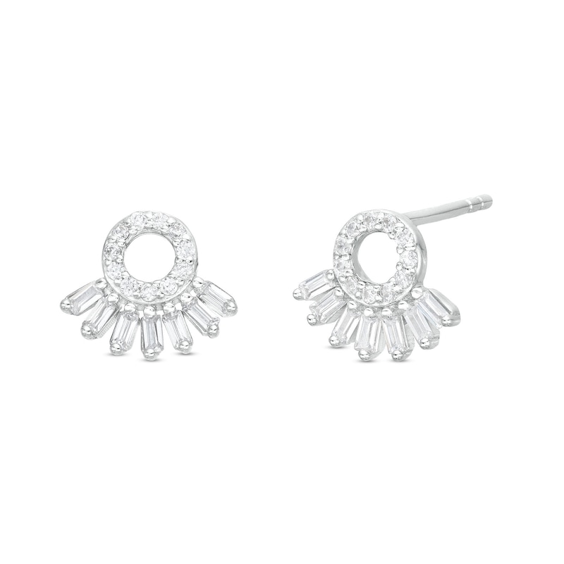 Cubic Zirconia Seven Stone Circle Stud in Semi-Solid Sterling Silver
