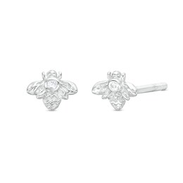 Cubic Zirconia Bee Stud Earrings in Solid Sterling Silver