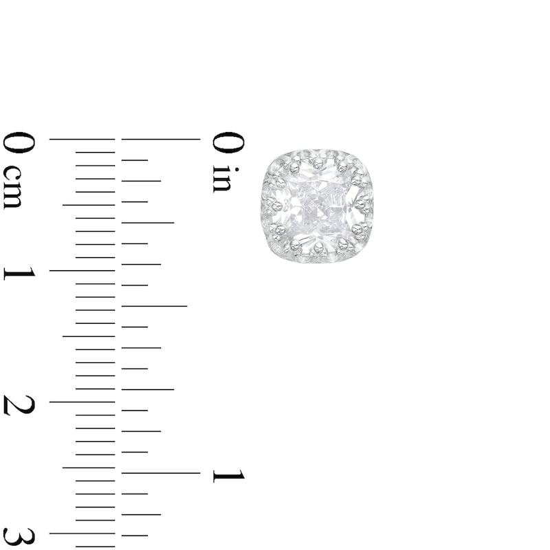 Solid Sterling Silver CZ Crown Setting Square Studs - XL Posts