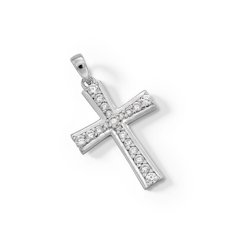 Main Image 2 of Cubic Zirconia Cross Necklace Charm in Sterling Silver
