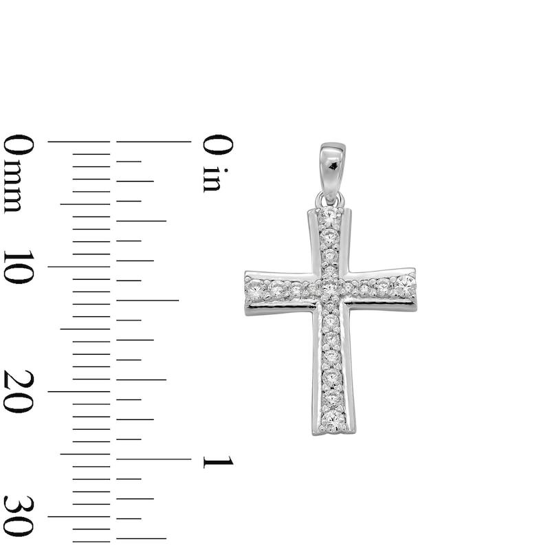 Main Image 3 of Cubic Zirconia Cross Necklace Charm in Sterling Silver
