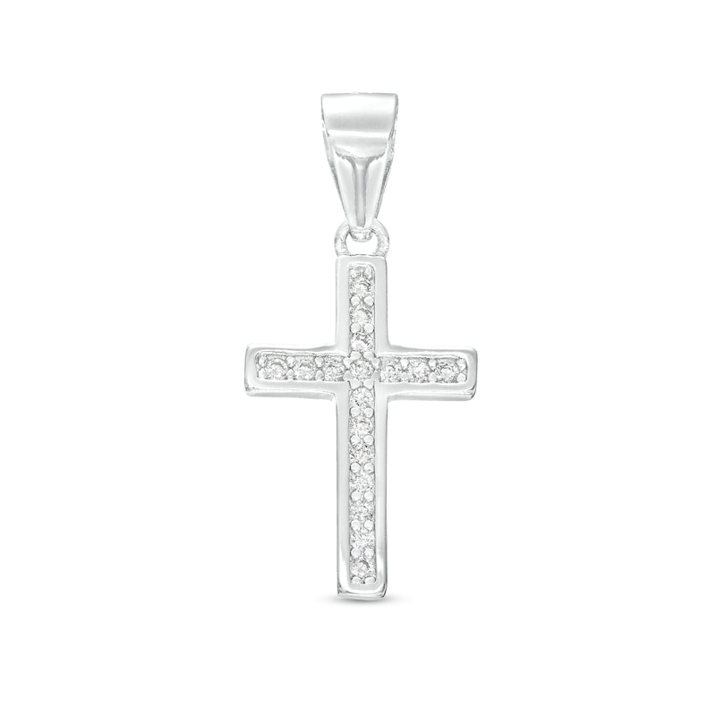 Sterling Silver CZ Small Cross Necklace Charm