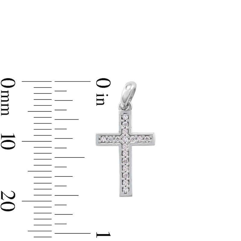Main Image 3 of Sterling Silver CZ Small Cross Charm