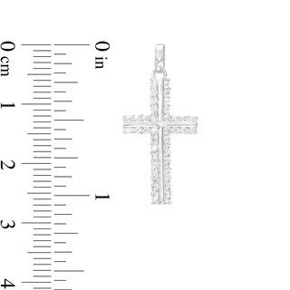 Sterling Silver CZ Frame Cross Necklace Charm