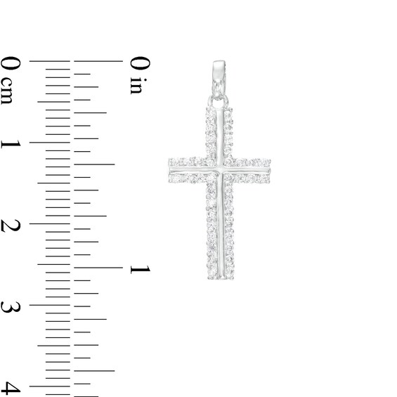 Sterling Silver CZ Frame Cross Necklace Charm