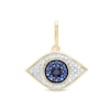 Thumbnail Image 0 of 14K Gold Plated 1/10 CT. T.W. Diamond and Lab-Created Blue Sapphire Eye Necklace Charm