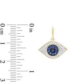 14K Gold Plated 1/10 CT. T.W. Diamond and Lab-Created Blue Sapphire Eye Necklace Charm