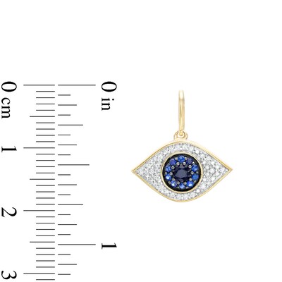 14K Gold Plated 1/10 CT. T.W. Diamond and Lab-Created Blue Sapphire Eye Necklace Charm