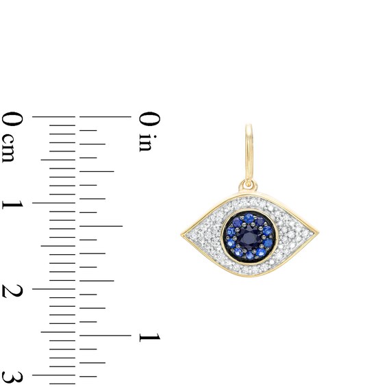 14K Gold Plated 1/10 CT. T.W. Diamond and Lab-Created Blue Sapphire Eye Necklace Charm