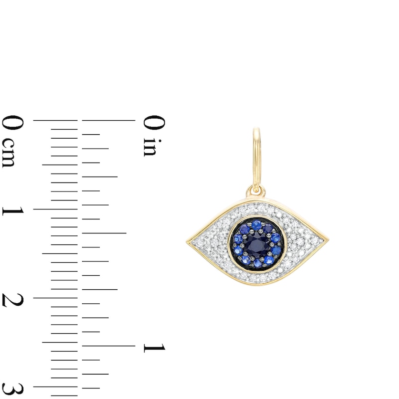 14K Gold Plated 1/10 CT. T.W. Diamond and Lab-Created Blue Sapphire Eye Necklace Charm