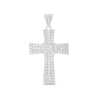 Cubic Zirconia Rope X Cross Necklace Charm in Sterling Silver