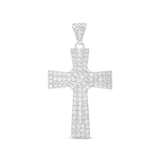 Cubic Zirconia Rope X Cross Necklace Charm in Sterling Silver