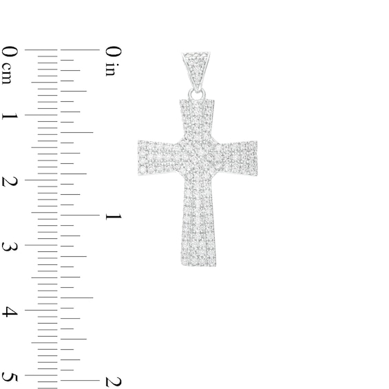 Cubic Zirconia Rope X Cross Necklace Charm in Sterling Silver