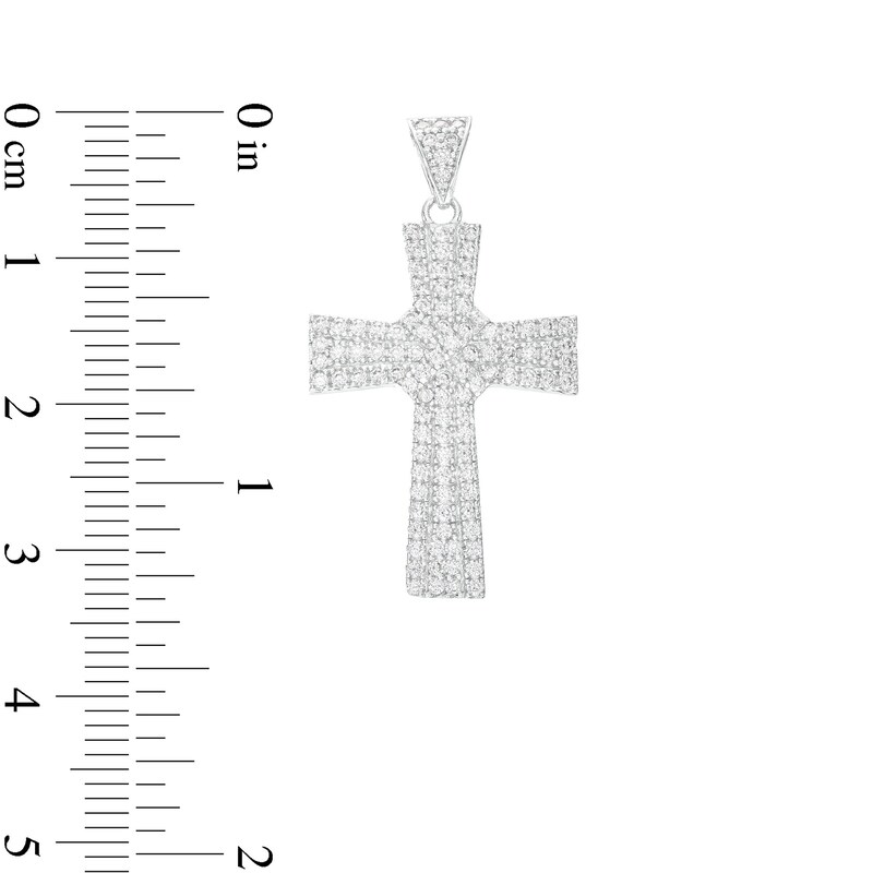 Main Image 2 of Cubic Zirconia Rope X Cross Necklace Charm in Sterling Silver