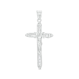 Sterling Silver CZ Crucifix Necklace Charm