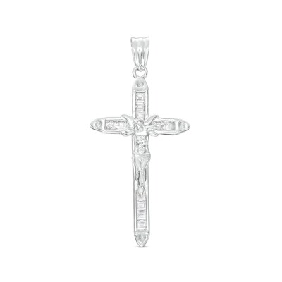Sterling Silver CZ Crucifix Necklace Charm