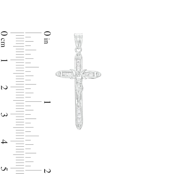 Sterling Silver CZ Crucifix Necklace Charm
