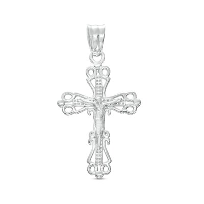 Sterling Silver Small Lattice Crucifix Necklace Charm