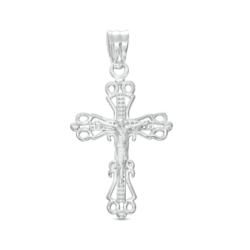 Sterling Silver Small Lattice Crucifix Necklace Charm