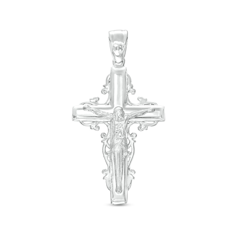 Sterling Silver Filigree Border Crucifix Necklace Charm