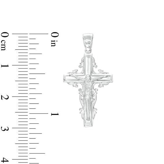 Sterling Silver Filigree Border Crucifix Necklace Charm
