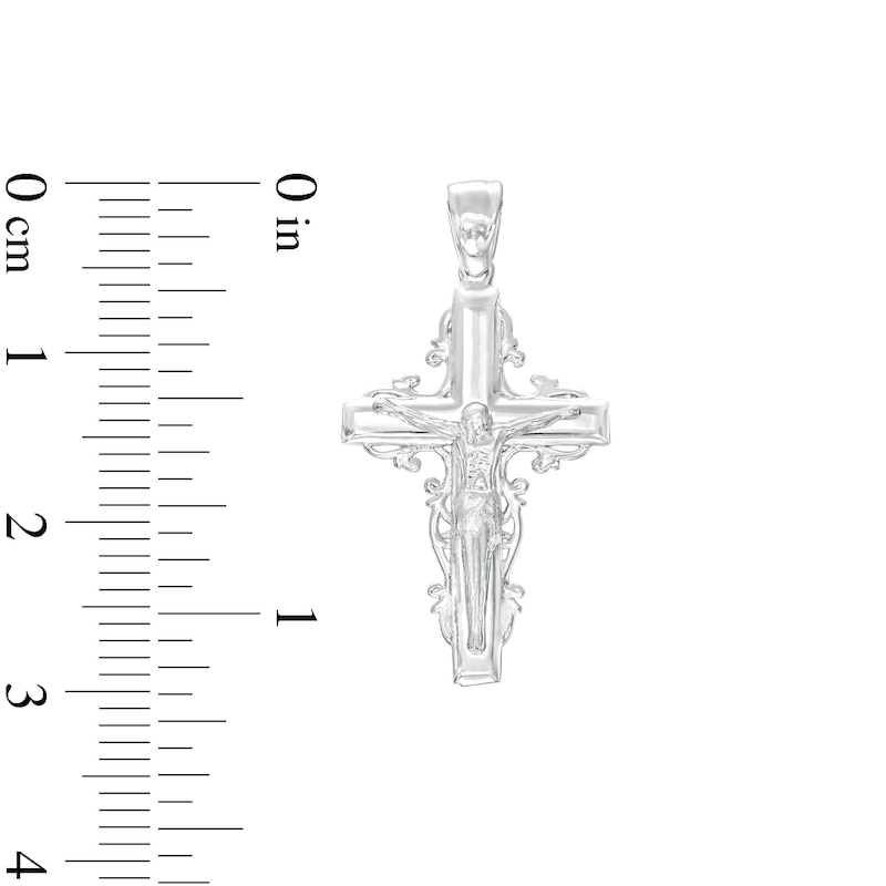 Main Image 2 of Sterling Silver Filigree Border Crucifix Necklace Charm