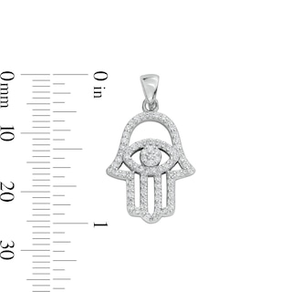 Solid Sterling Silver CZ Medium Hamsa Necklace Charm