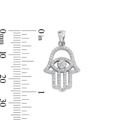 Solid Sterling Silver CZ Medium Hamsa Necklace Charm
